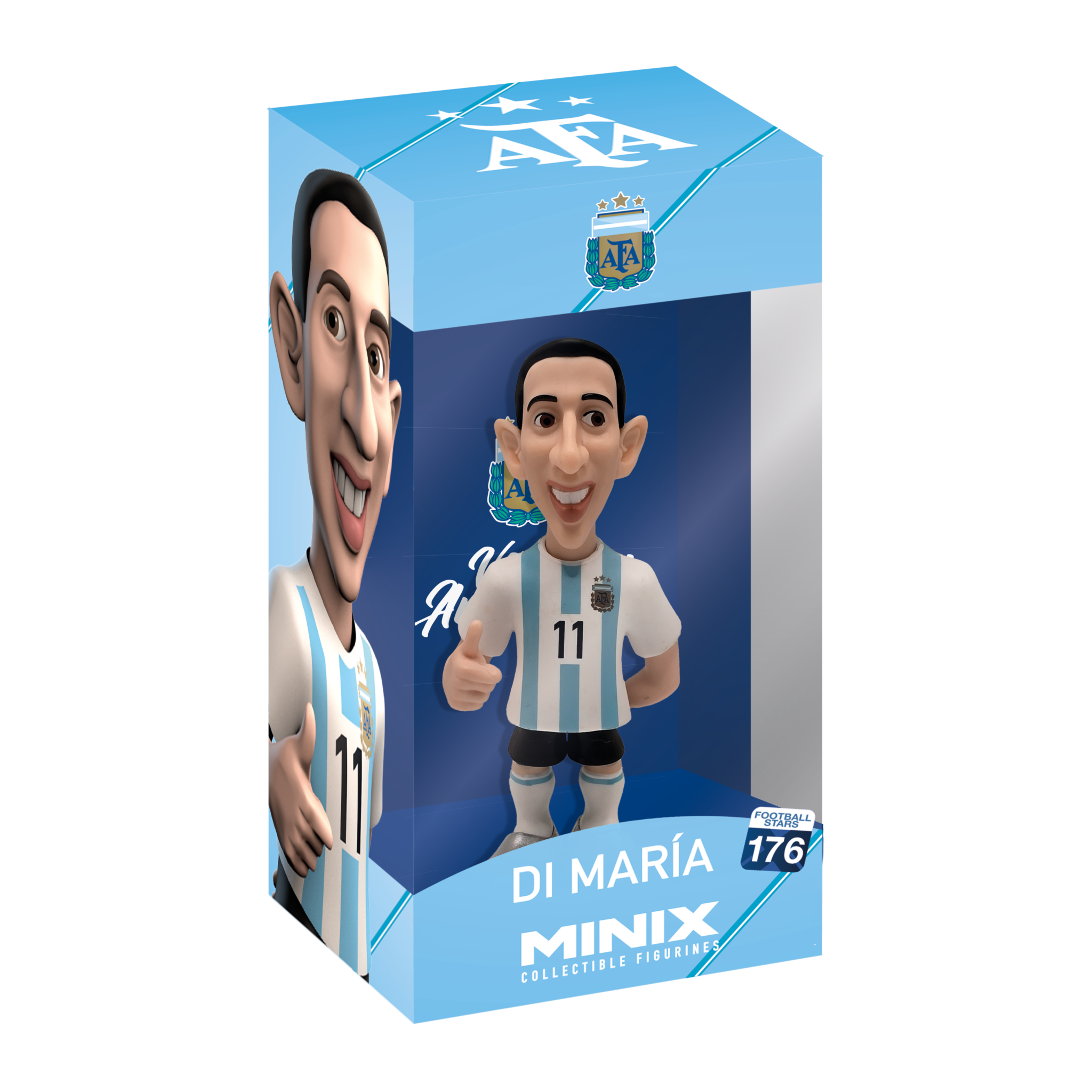 Minix Argentina 12cm collectible figurines featuring Messi and Maradona in official AFA licensed packaging
