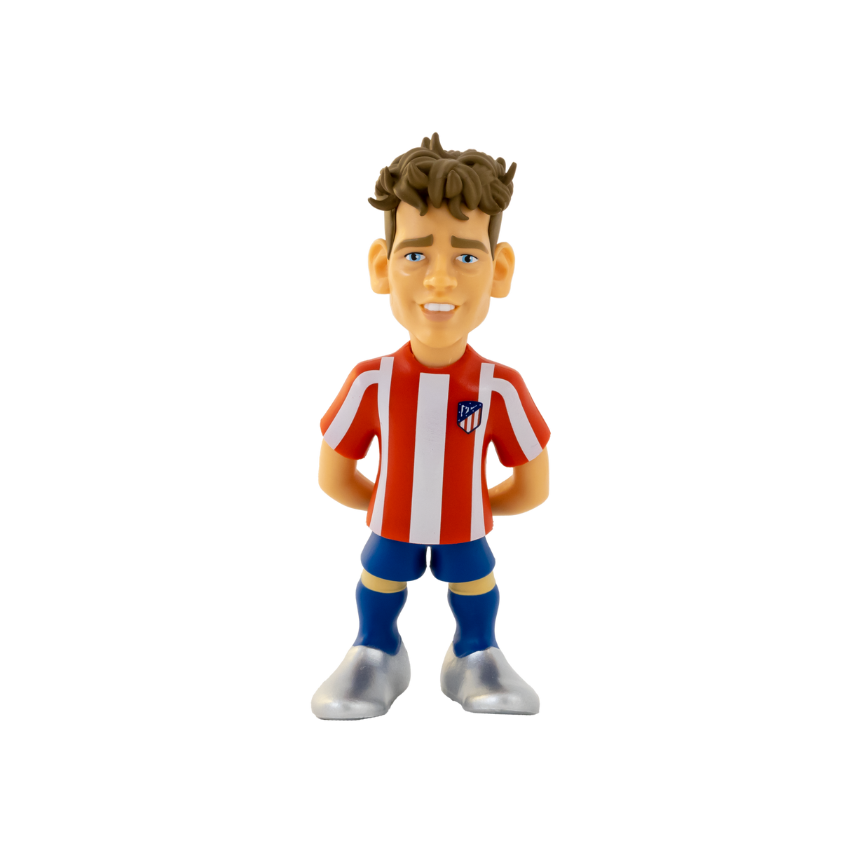 Minix Antoine Griezmann football figurine in a red-and-white striped jersey, blue shorts and silver boots.