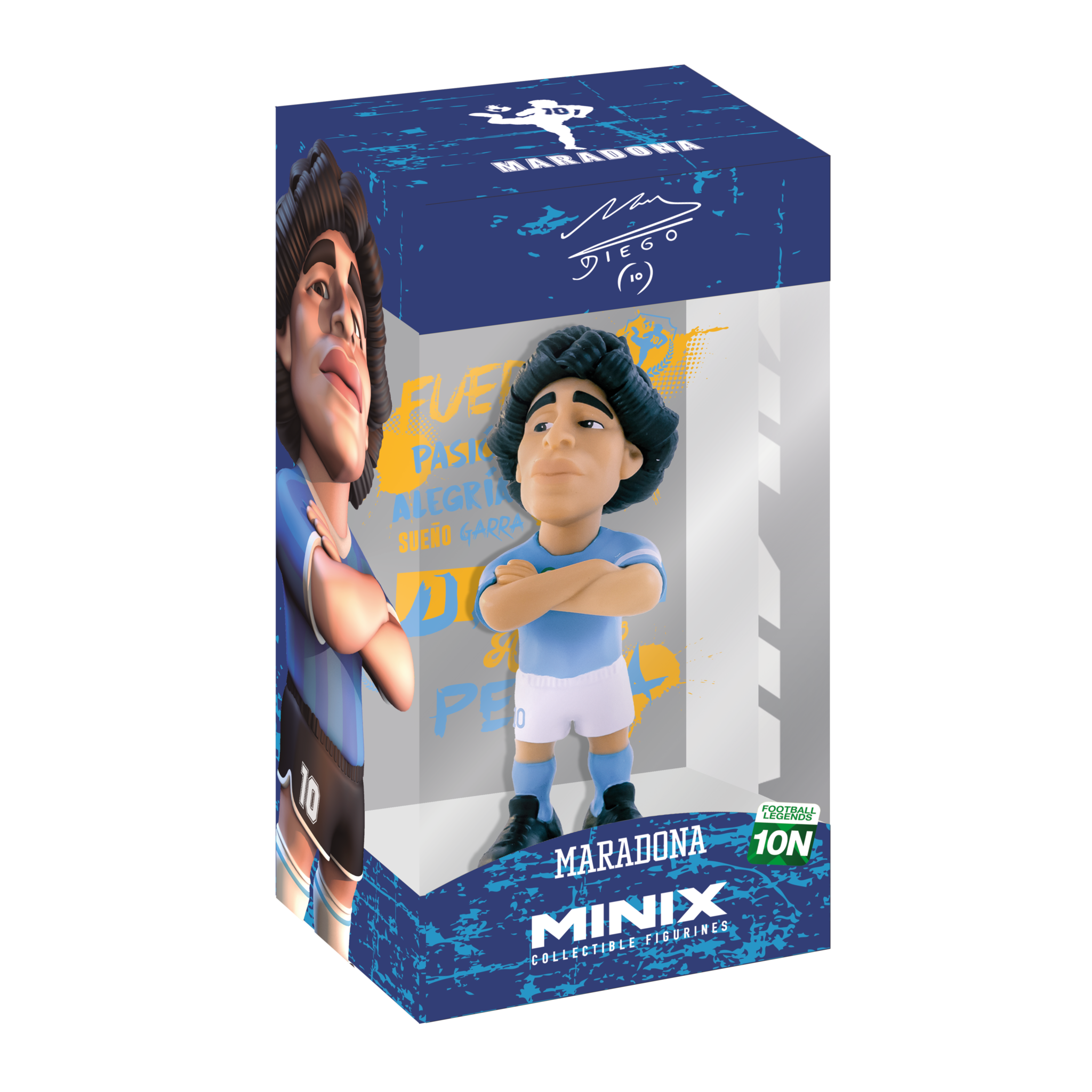 Minix Maradona 12cm collectible figurine in light blue Argentina home kit inside branded display box