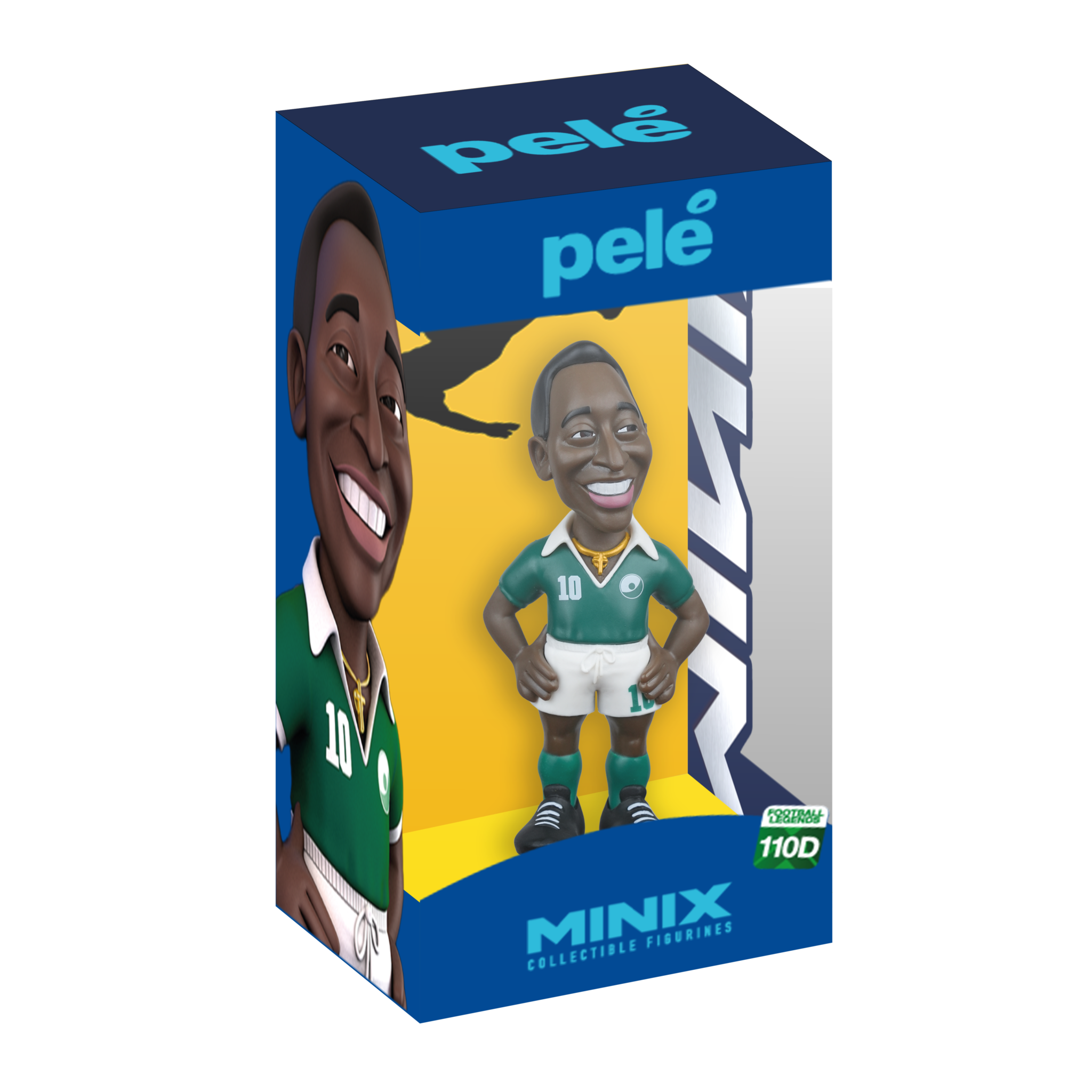 Minix Pele collectible football figurine showcasing legendary Brazilian player in iconic kits and ultra-limited O-Rei Edition