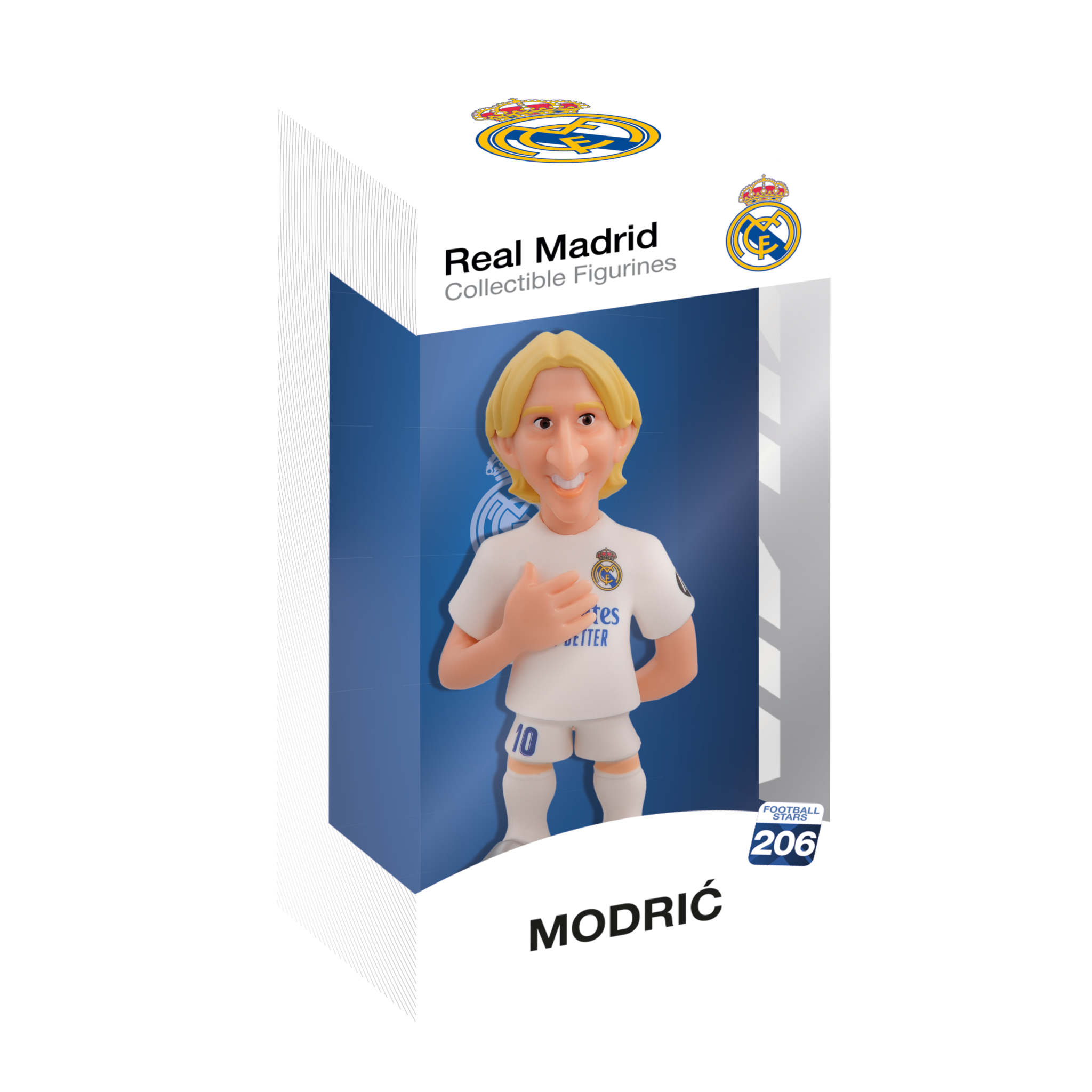 Minix Real Madrid collectible figurine of Modrić in official club kit, 12cm tall packaging