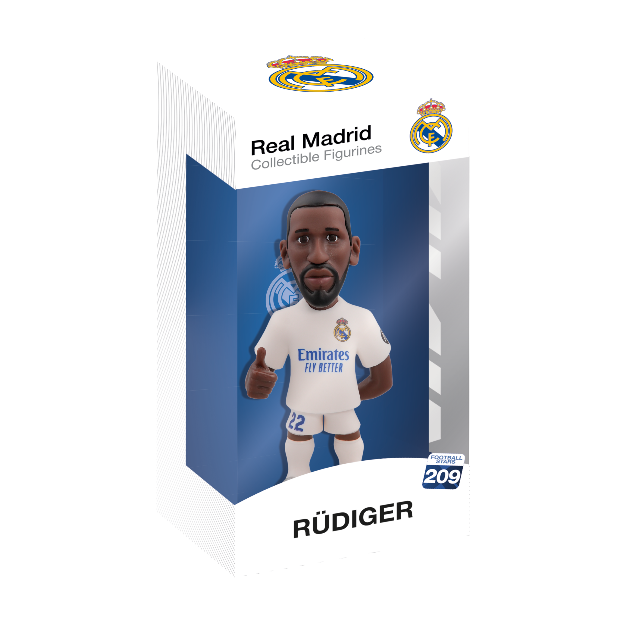 Minix Real Madrid collectible figurine of Rüdiger in official club kit, 12cm tall in display box