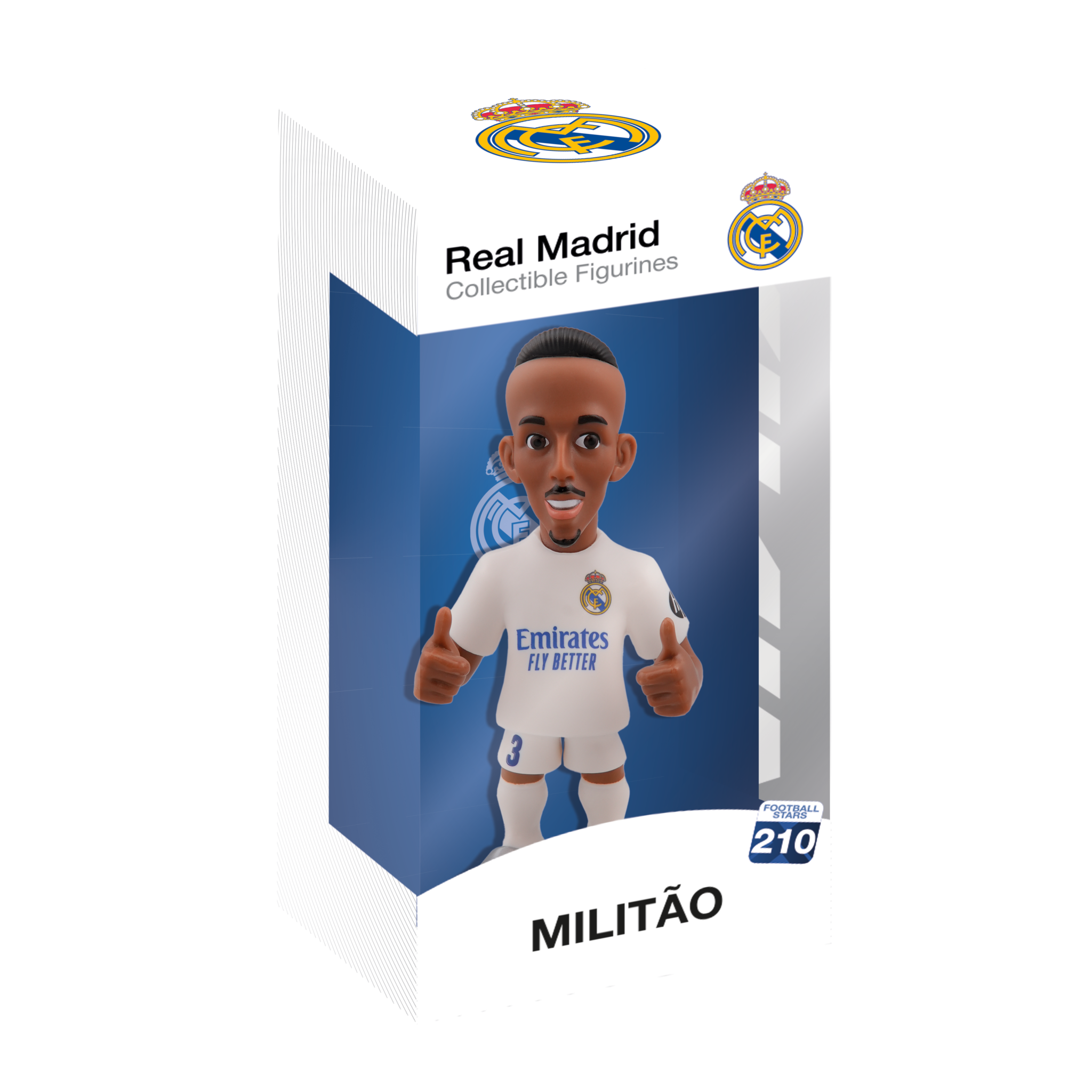 Minix Real Madrid collectible figurine of Militao in official club kit, 12cm tall, in display box