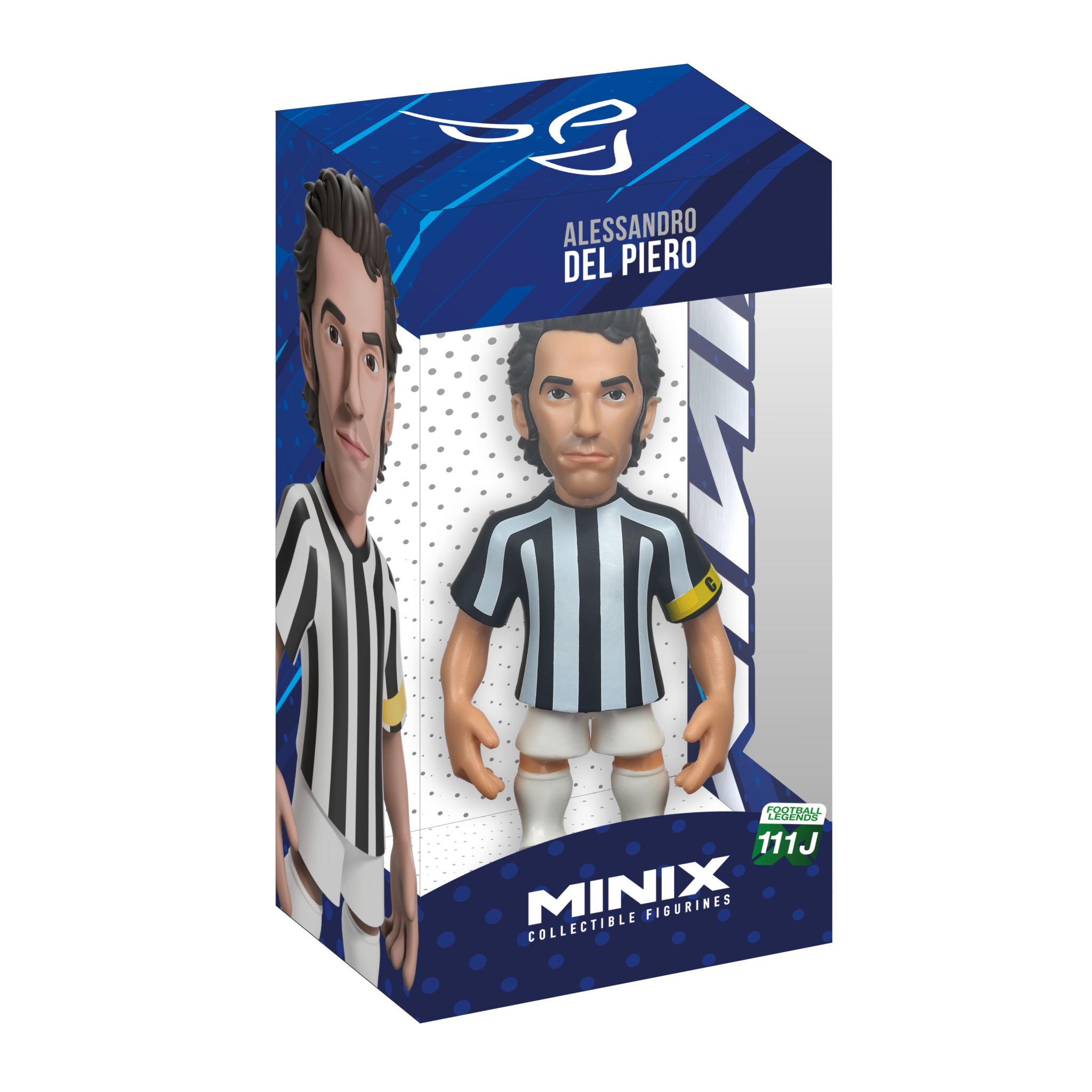 Minix Alessandro Del Piero 12cm collectible figurine in Juventus kit, officially licensed football star figure in display box