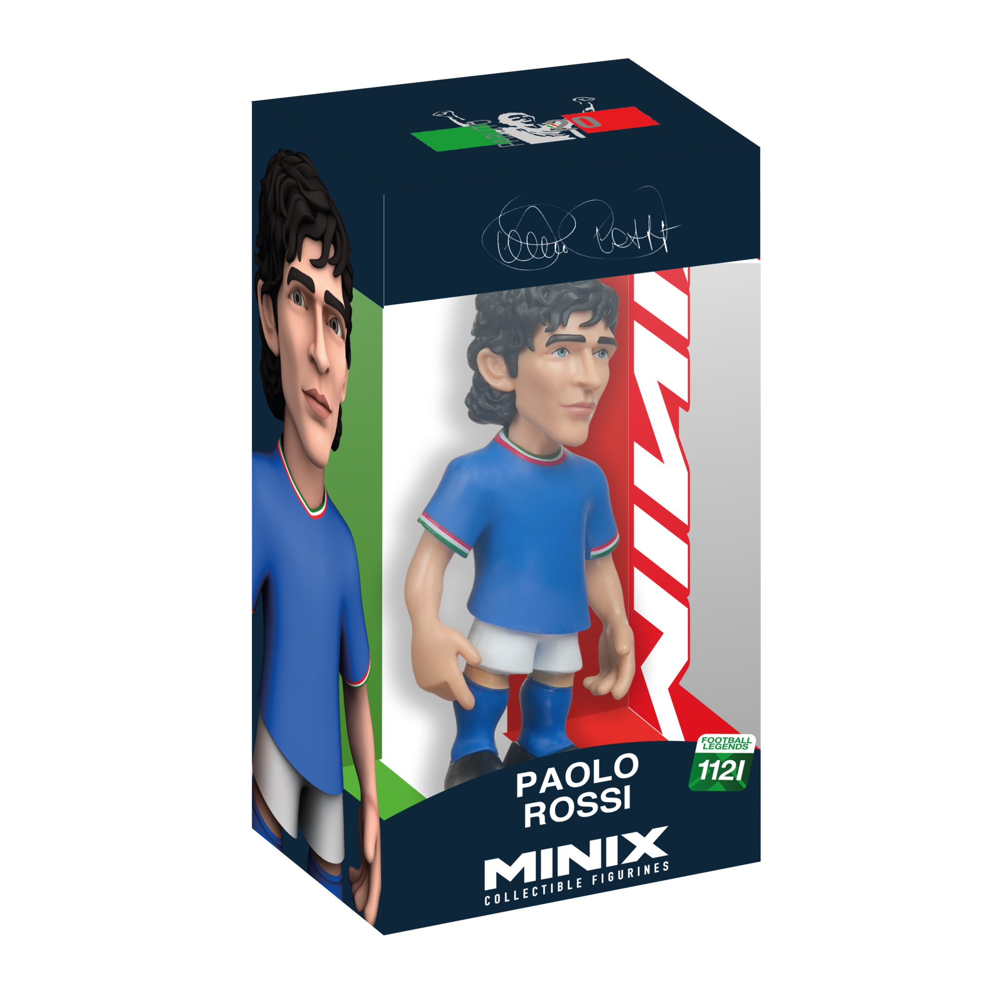 Minix Paolo Rossi 12cm collectible figurine in Italy football kit showcasing Italian football legend in detailed design