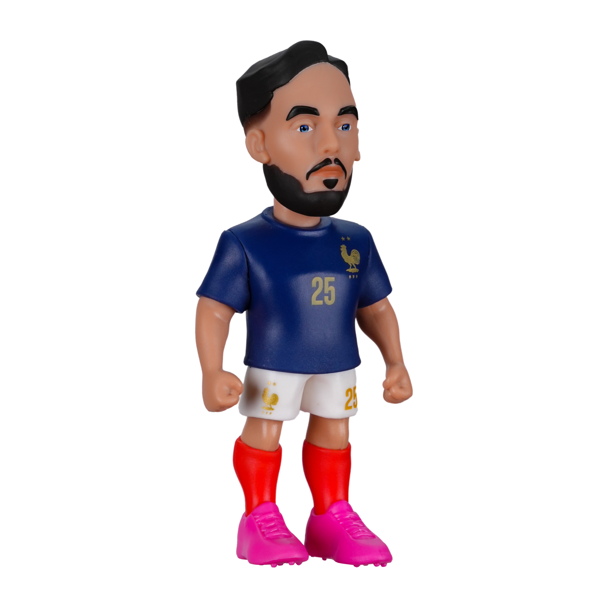 Minix France 5-Pack collectible football figures featuring Mbappé, Dembélé, Barcola, Doué, and Cherki in 7cm display box