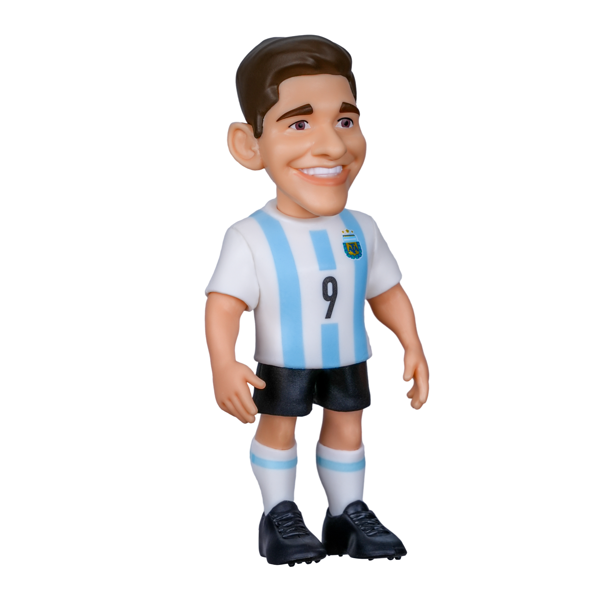 Minix Julián Álvarez 12cm official Argentina football figurine in team kit on display base