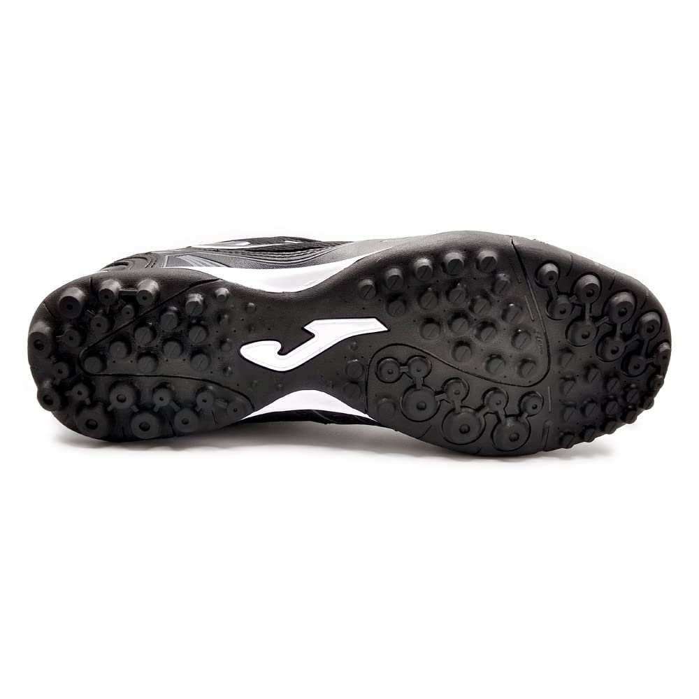 Joma Dribling Turf black and white adult soccer shoes with durable rubber stud cleats for artificial grass and hard ground