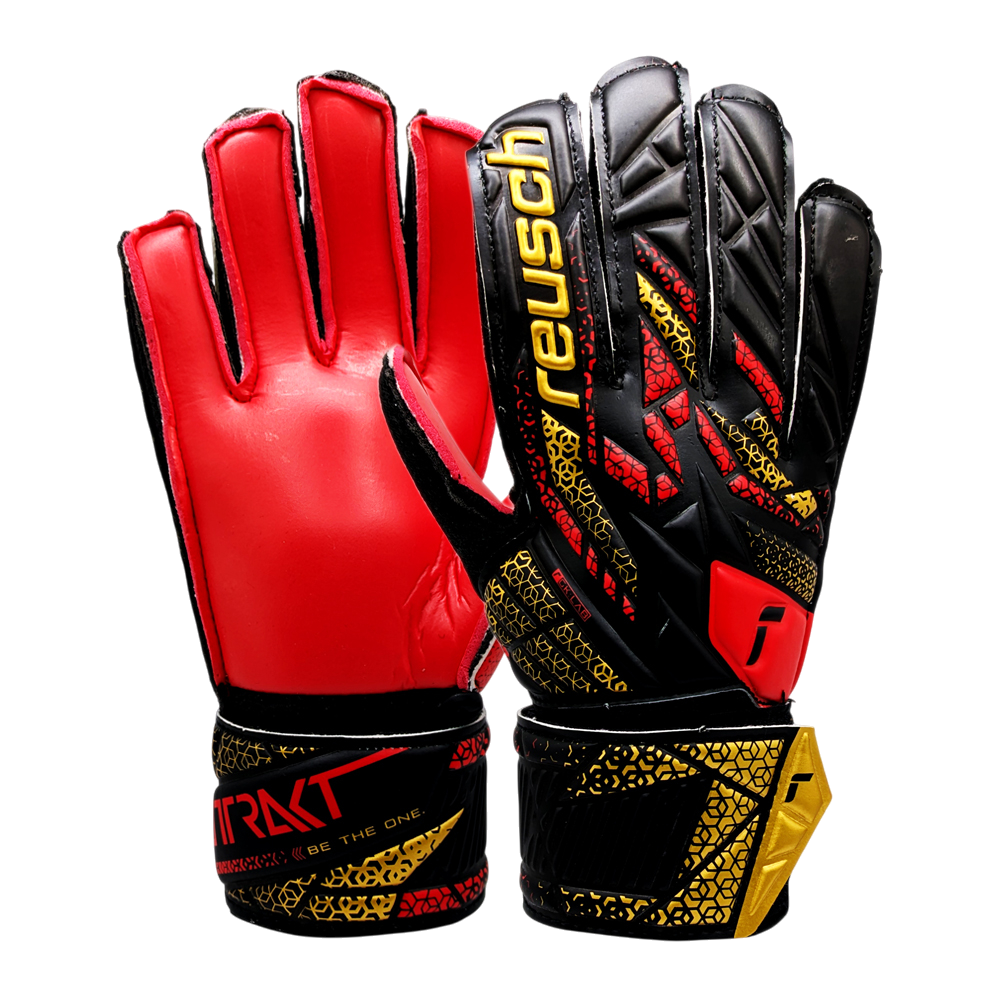 Reusch Attrakt solid junior goalkeeper gloves with durable grip and latex-free design for youth soccer