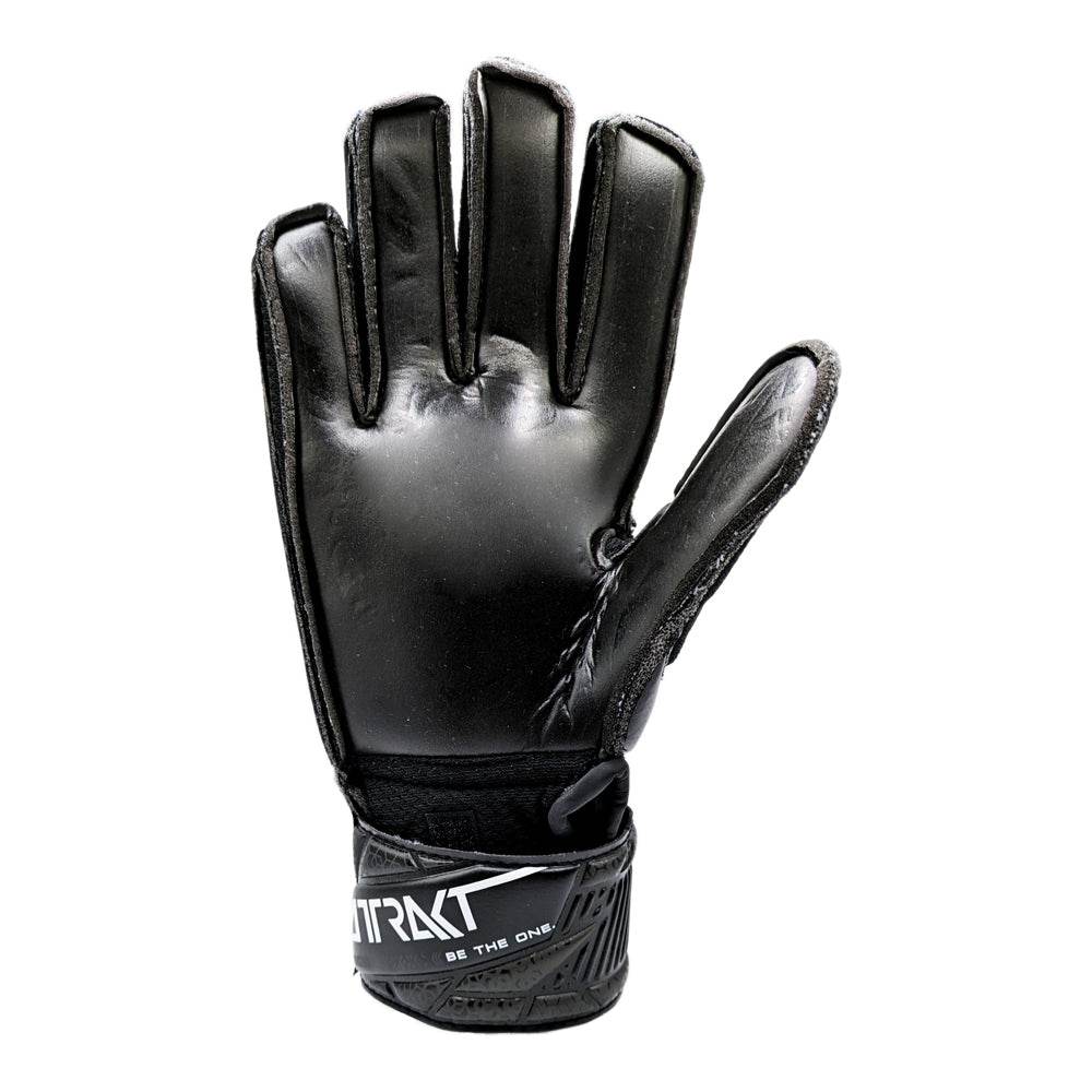 Reusch Attrakt Solid Junior Goalkeeper Glove with Expanse Cut and adjustable wrist strap designed for durability and flexibility on artificial surfaces.