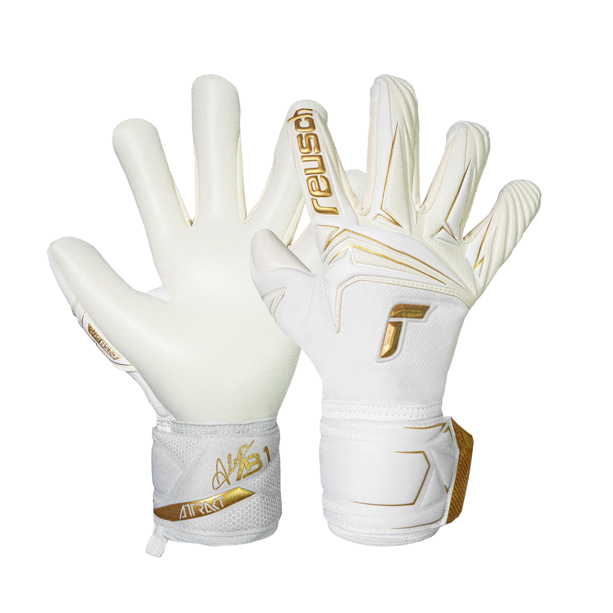 Reusch Attrakt AB1 Advance goalkeeper gloves in White-Gold