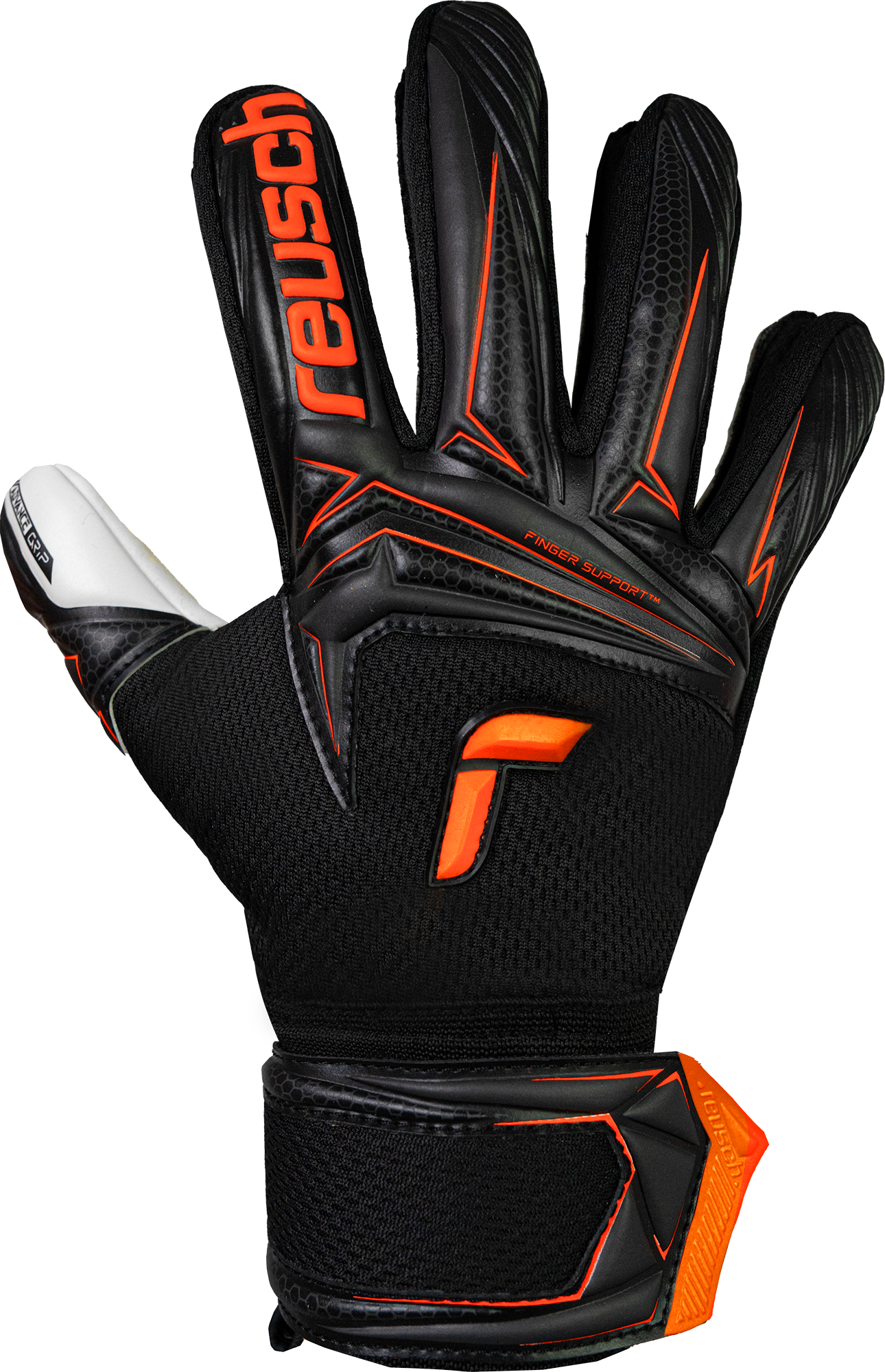 Reusch Attrakt Advance junior goalkeeper gloves with durable grip and finger support for youth training and matches