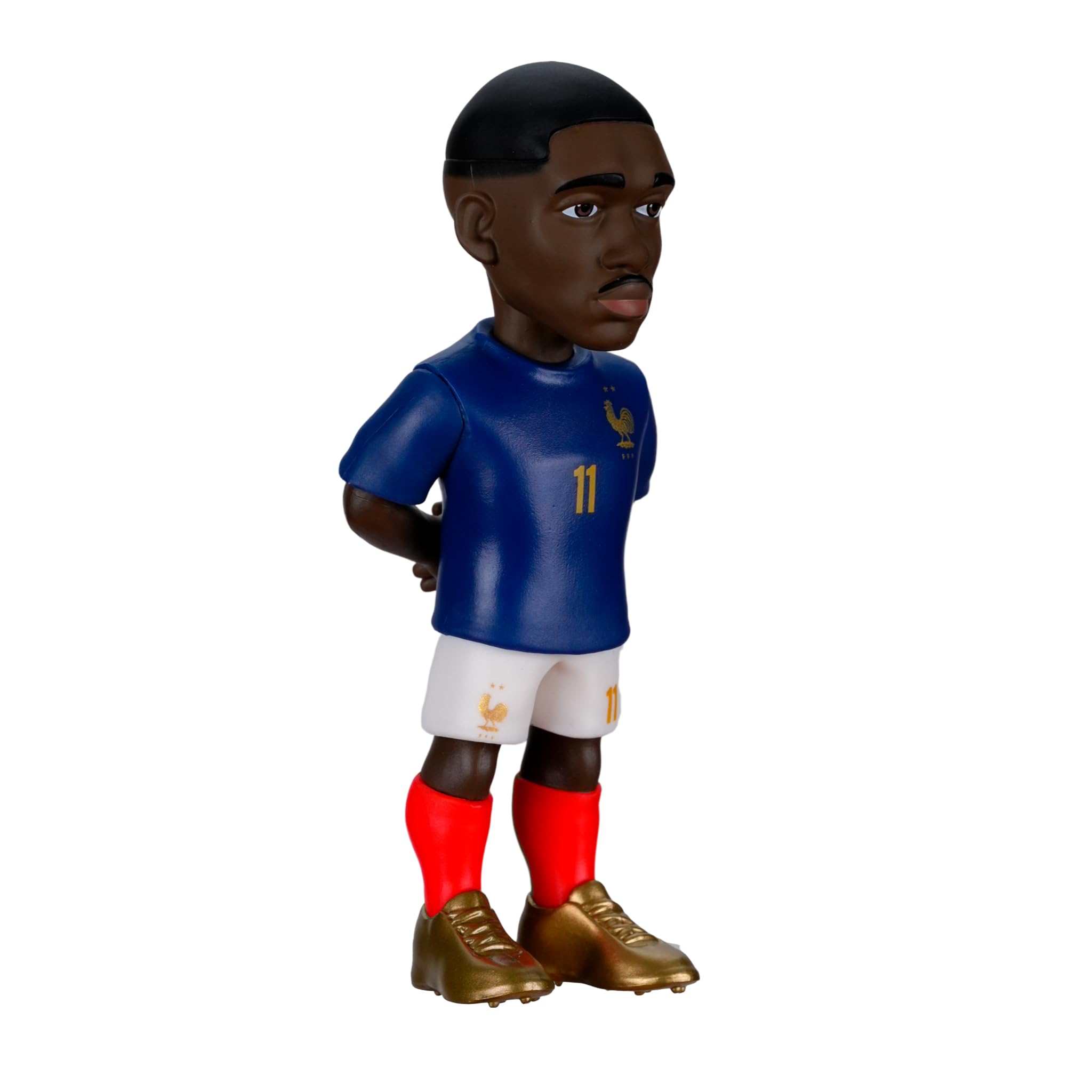 Minix France National Team soccer figurines 5-pack featuring Mbappé, Dembélé, Barcola, Doué, and Cherki in official kits