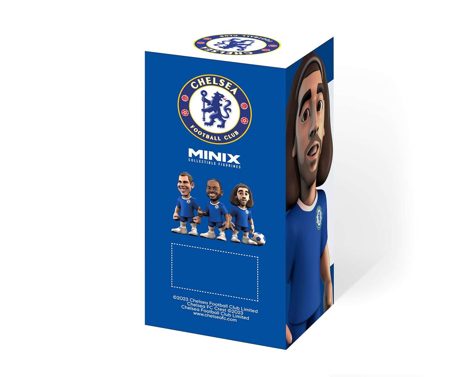 Minix Chelsea FC Marc Cucurella 12cm collectible figurine in blue uniform with nameplate and base