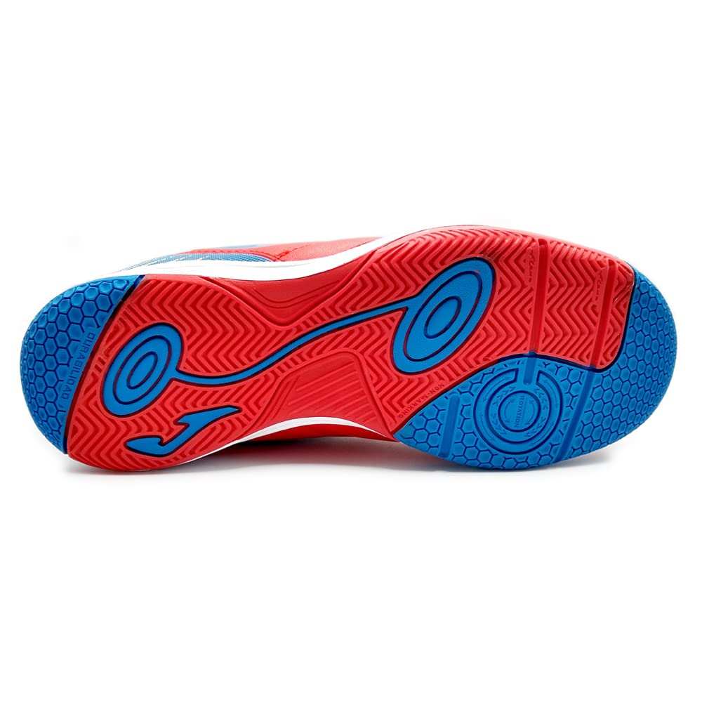Joma Toledo Junior Kids indoor soccer shoes in red and blue with non-marking outsole and EVA insole