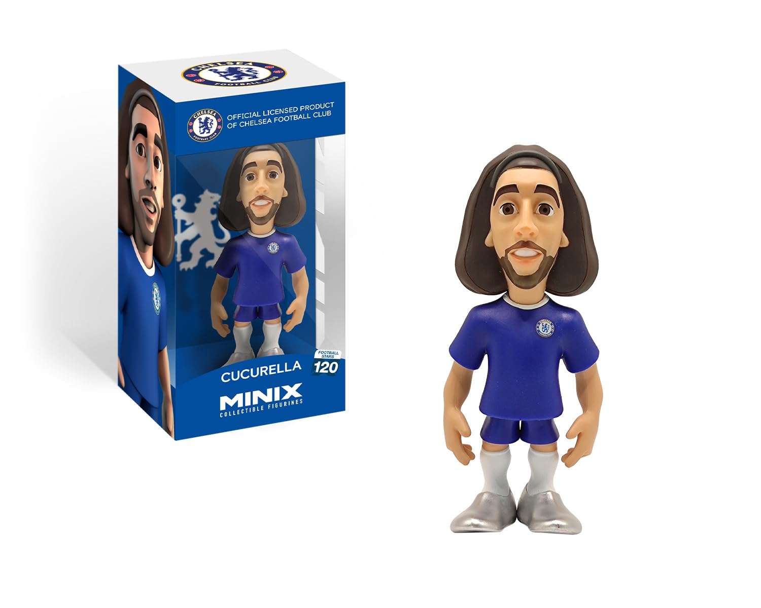 Minix Chelsea FC Marc Cucurella 12cm blue collectible figurine with nameplate and official team details