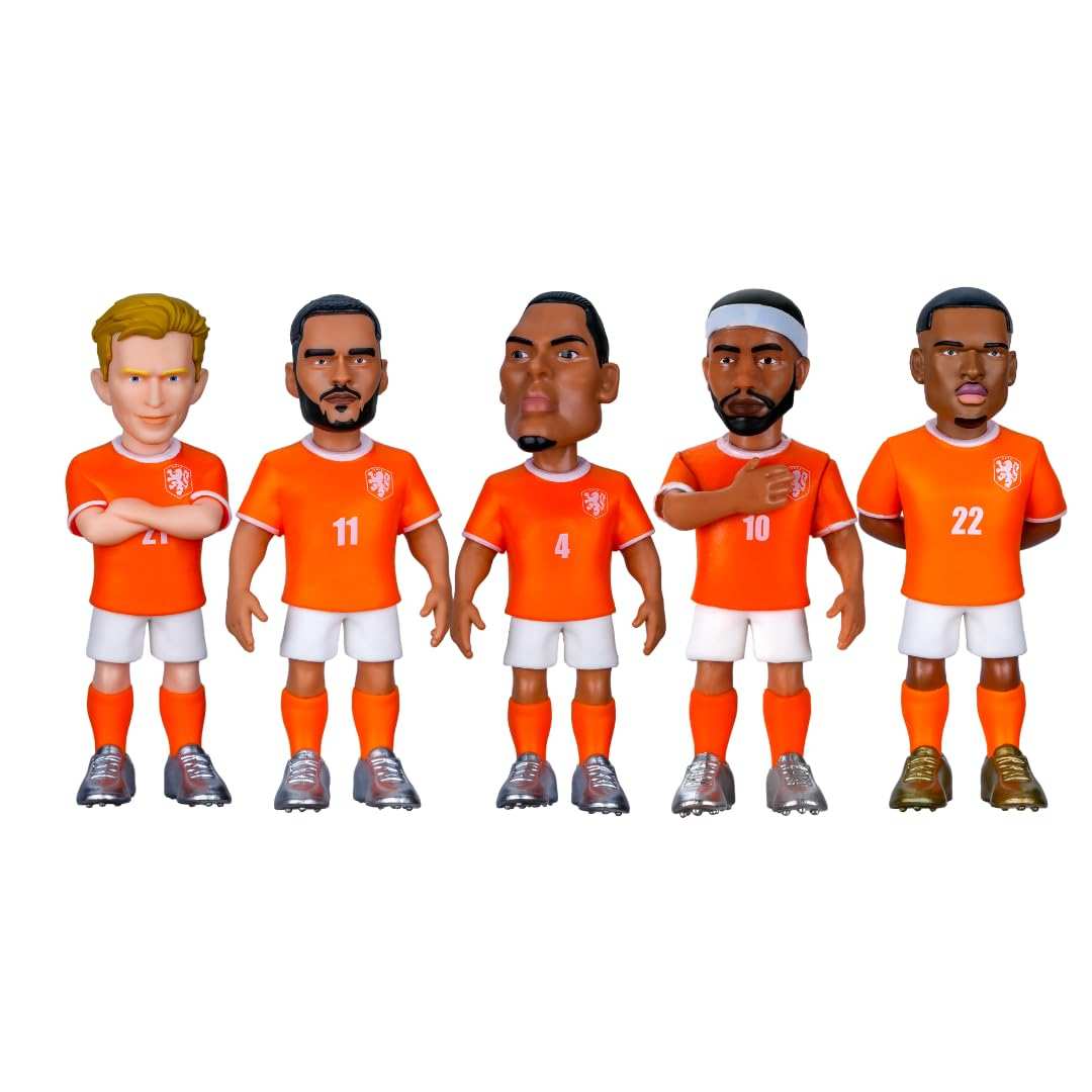 Minix Netherlands National Team soccer figurines 5-pack with Van Dijk, Depay, De Jong, Gakpo, Dumfries in official kits