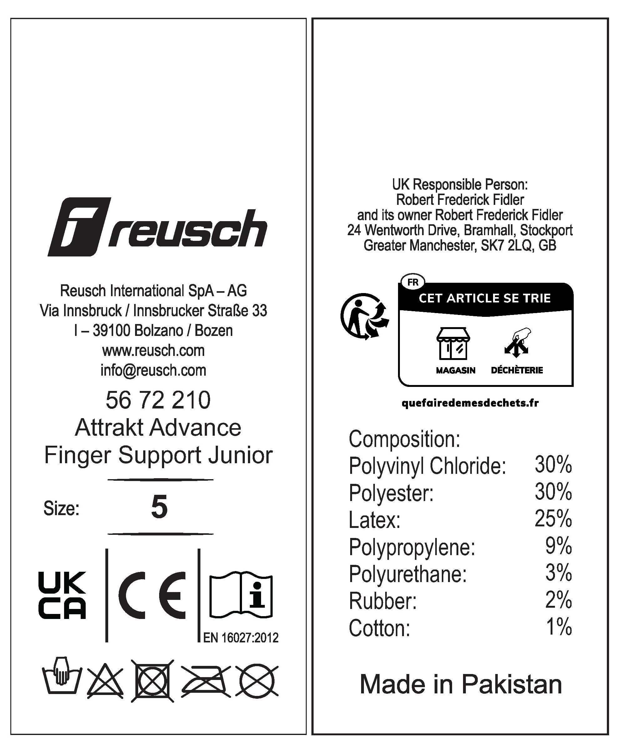 Reusch Attrakt Advance junior goalkeeper gloves black orange with finger support and breathable grip latex