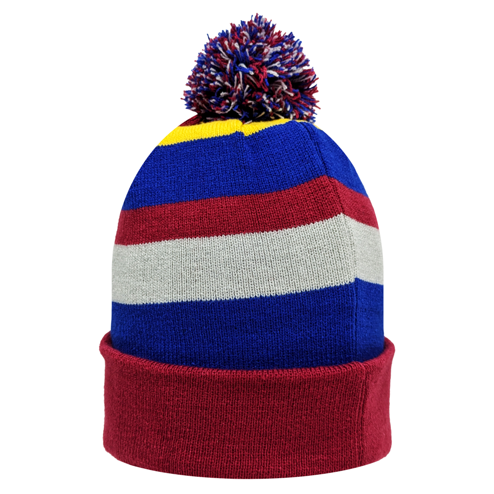 Fan Ink officially licensed Football Beanie with club crest, pom-pom, soft acrylic yarn, and stretchable fit for warmth and comfort.