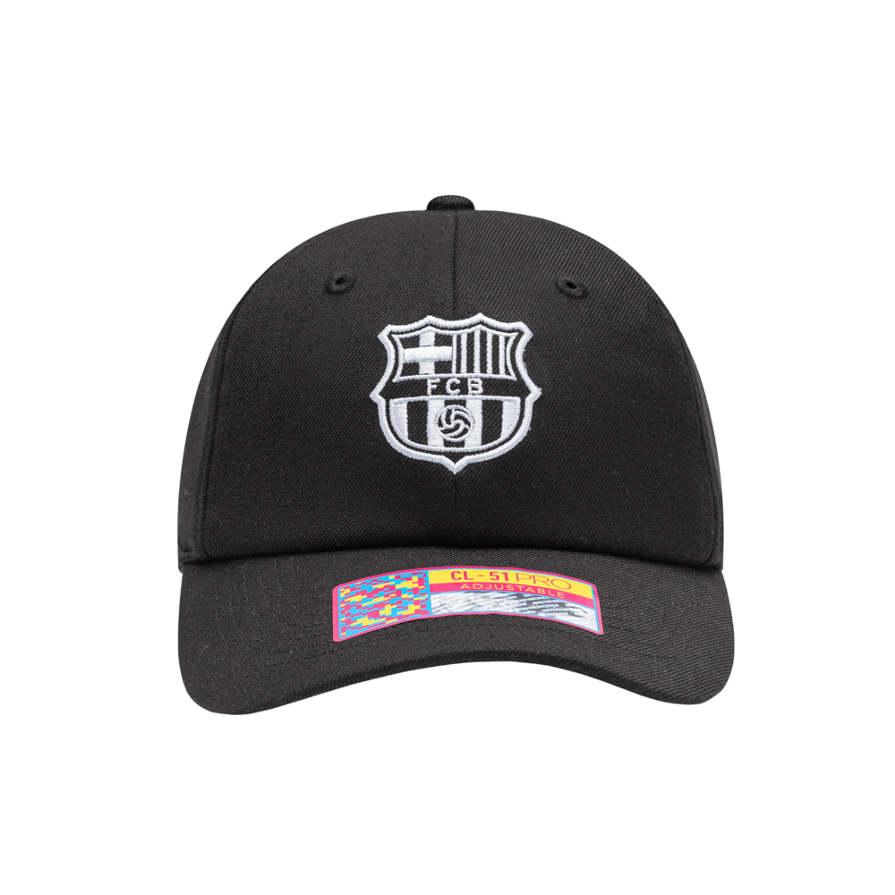 Barcelona Cap adjustable unstructured collegiate style hat with embroidered FC Barcelona logo