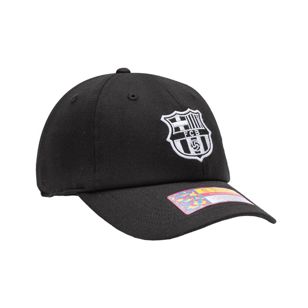 Barcelona Cap adjustable unstructured collegiate style with embroidered FC Barcelona logo