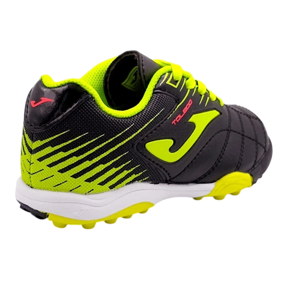 Joma Toledo Junior Kids Turf Soccer Shoes in bright colors for comfortable, durable, and grippy play on artificial turf
