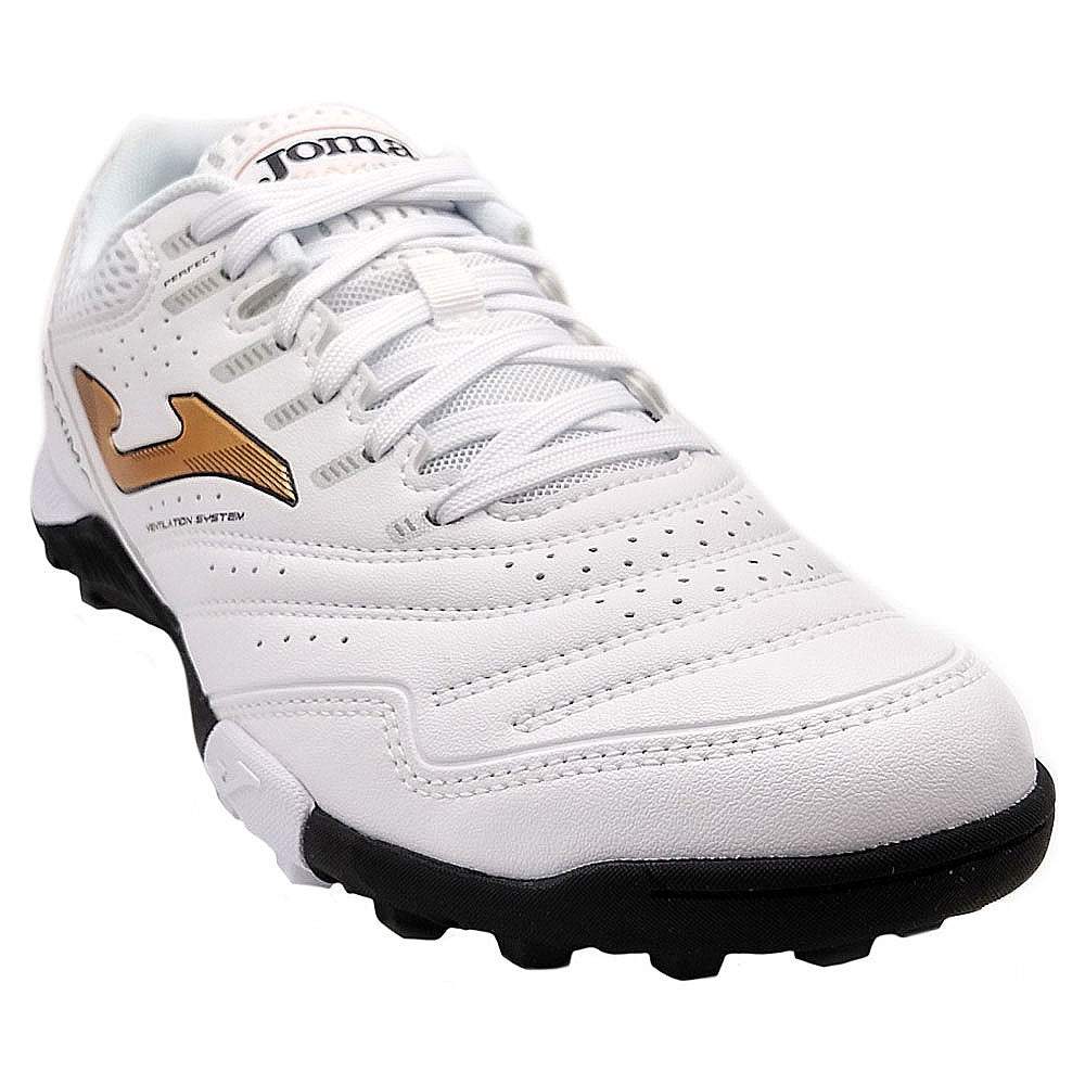 Joma Maxima Adult Turf Soccer Shoes with superior traction and lightweight design in white and black.