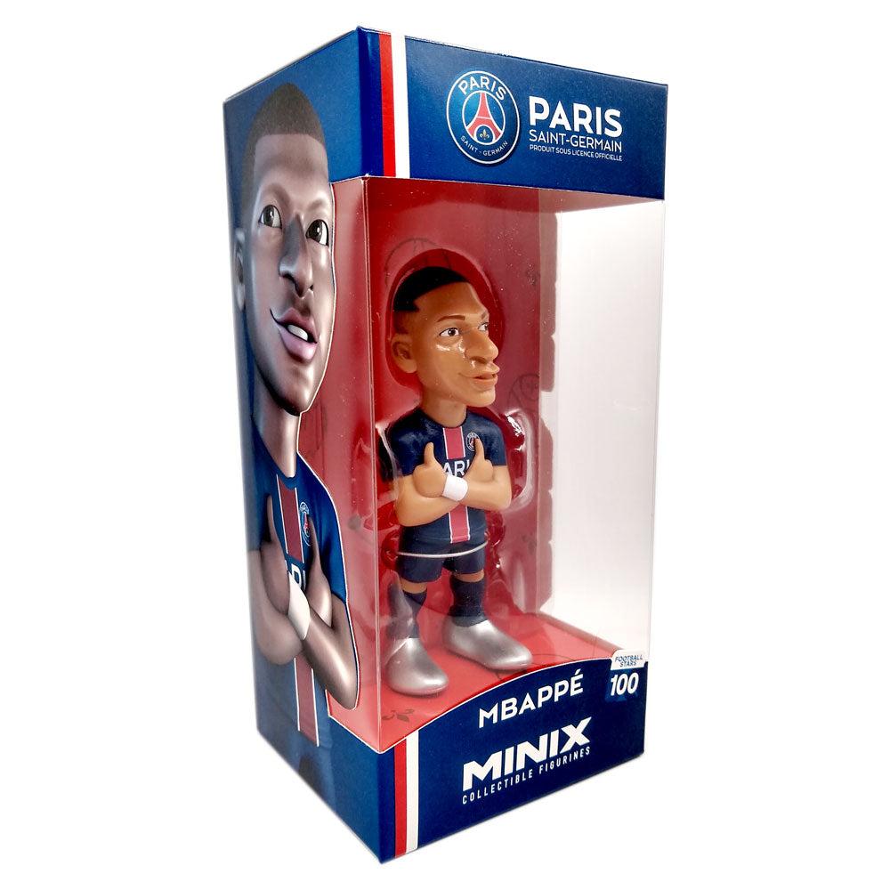 Minix Kylian Mbappé 12cm collectible figurine in official PSG kit with detailed design, boxed for display or gifting