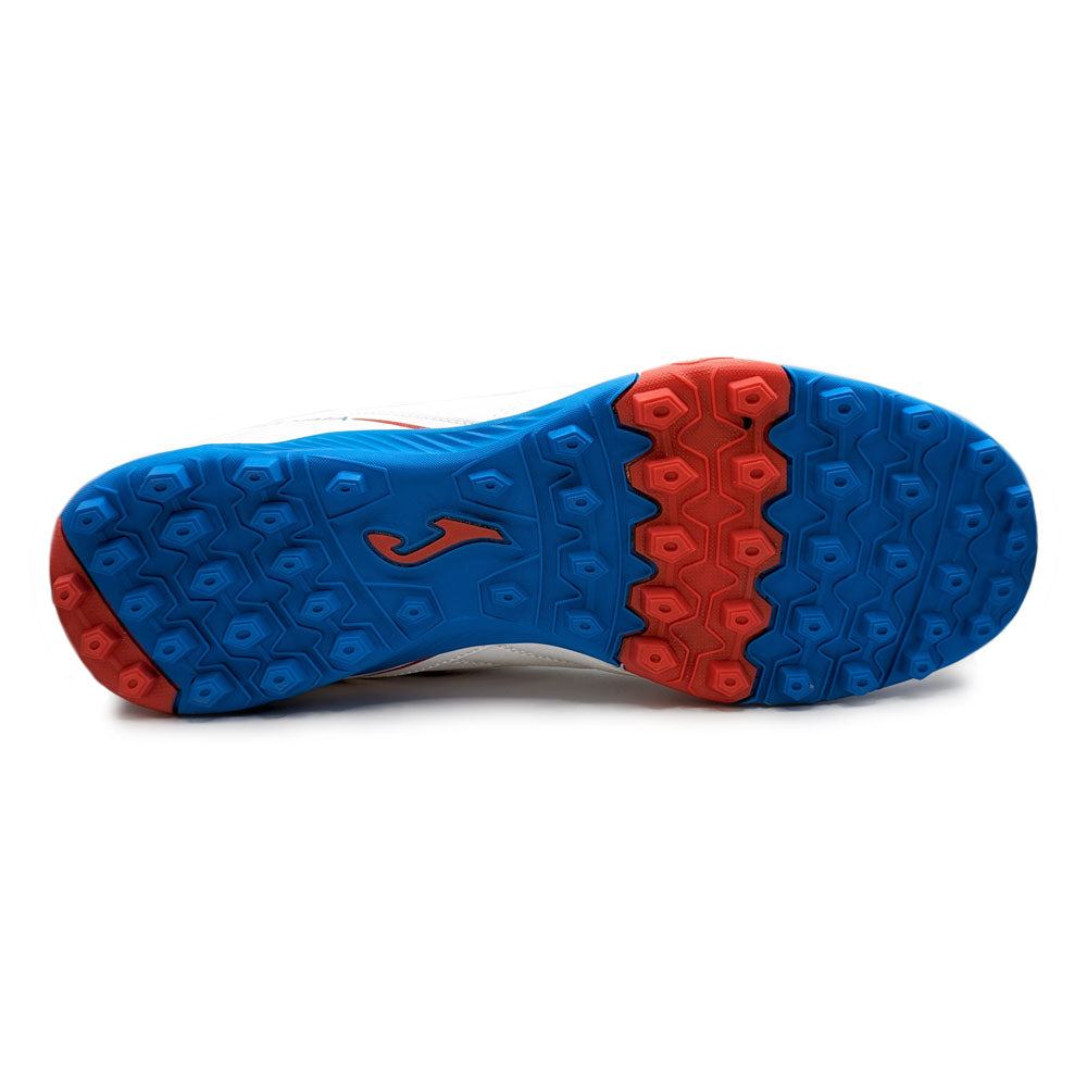 Joma Maxima turf soccer shoes sole with blue and red stud pattern for superior traction and lightweight performance