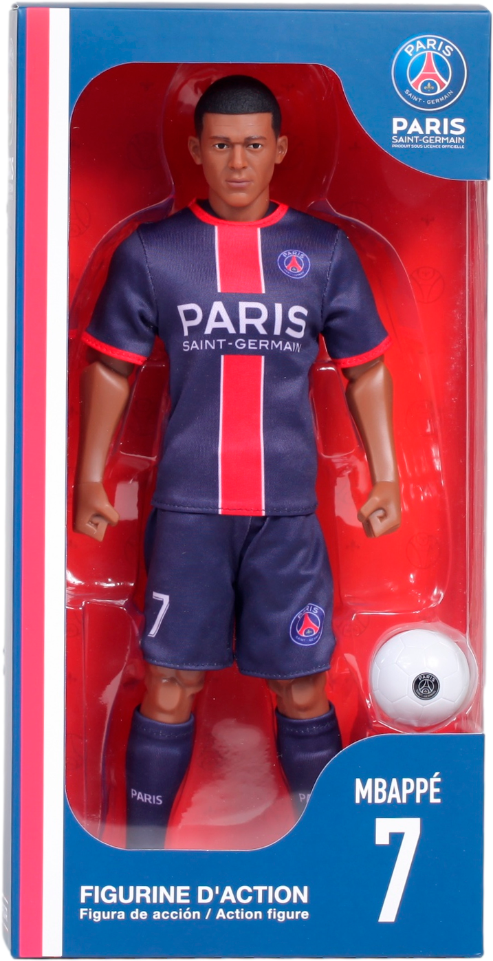 Sockers officially licensed 30cm soccer hero figurine of Mbappé in Paris Saint-Germain kit with ball