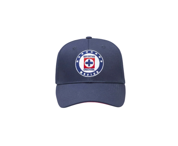 Cruz Azul Adjustable Cap in navy fabric with a curved brim and embroidered circular club crest on the front