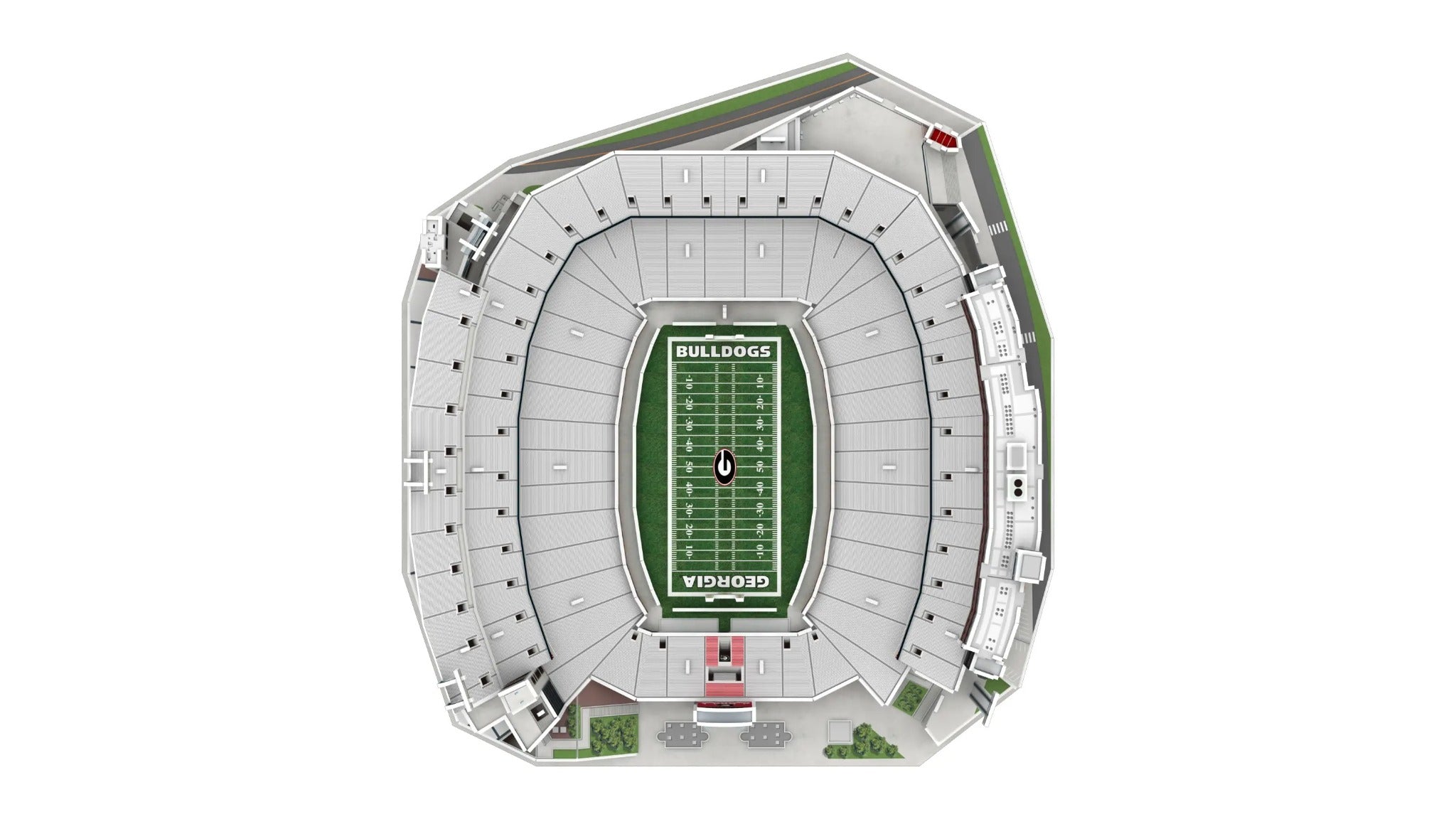 Georgia Bulldogs Sanford Stadium 3D puzzle showing detailed 93-piece stadium replica in team colors and field graphics