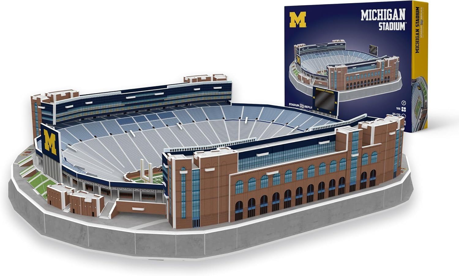 Michigan Wolverines 3D puzzle of Michigan Stadium The Big House detailed replica with maize and blue colors