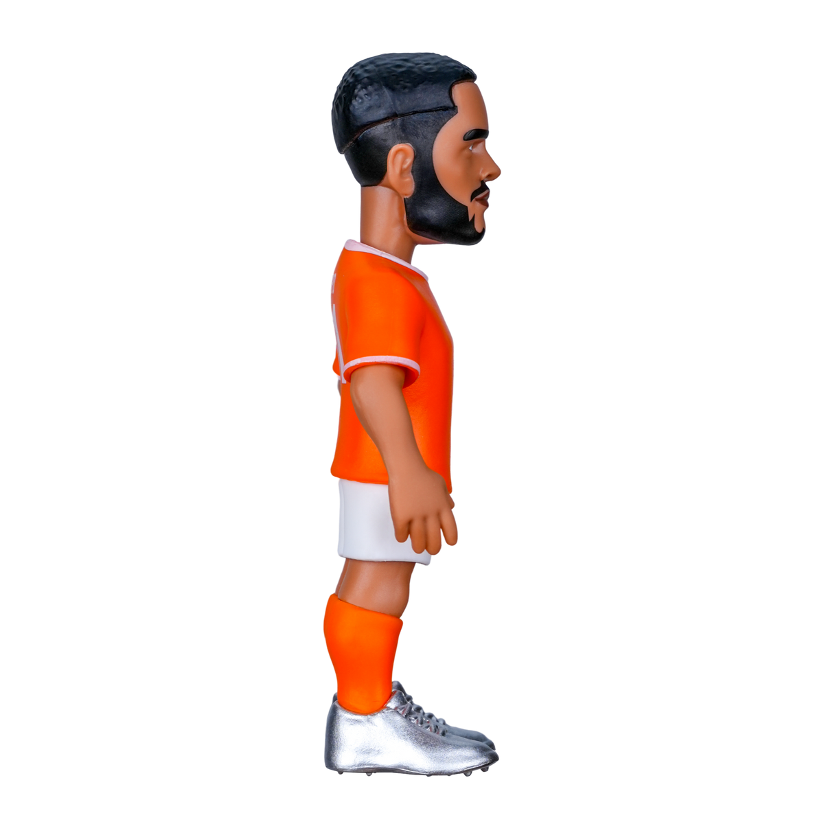 Minix Cody Gakpo Netherlands figurine with a bright orange football shirt, white shorts, orange socks and silver boots