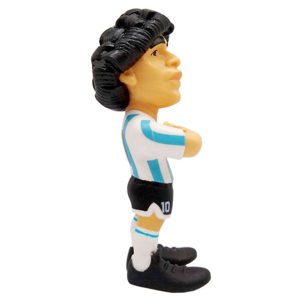 Minix Diego Maradona Argentina Figurine with black curly hair, wearing a white and sky-blue striped kit with number 10