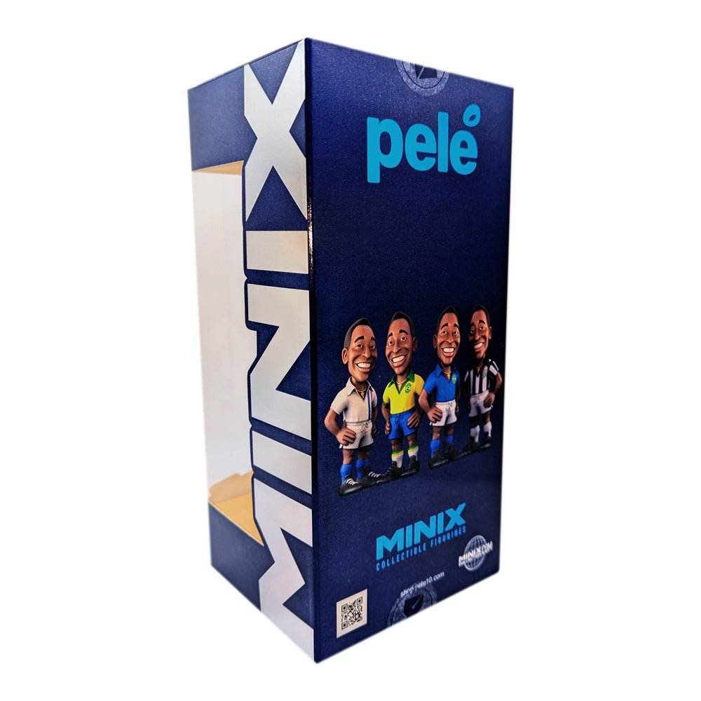 Minix Pelé Escape to Victory Edition collectible figurine in a dark blue MINIX box with cartoon football figures