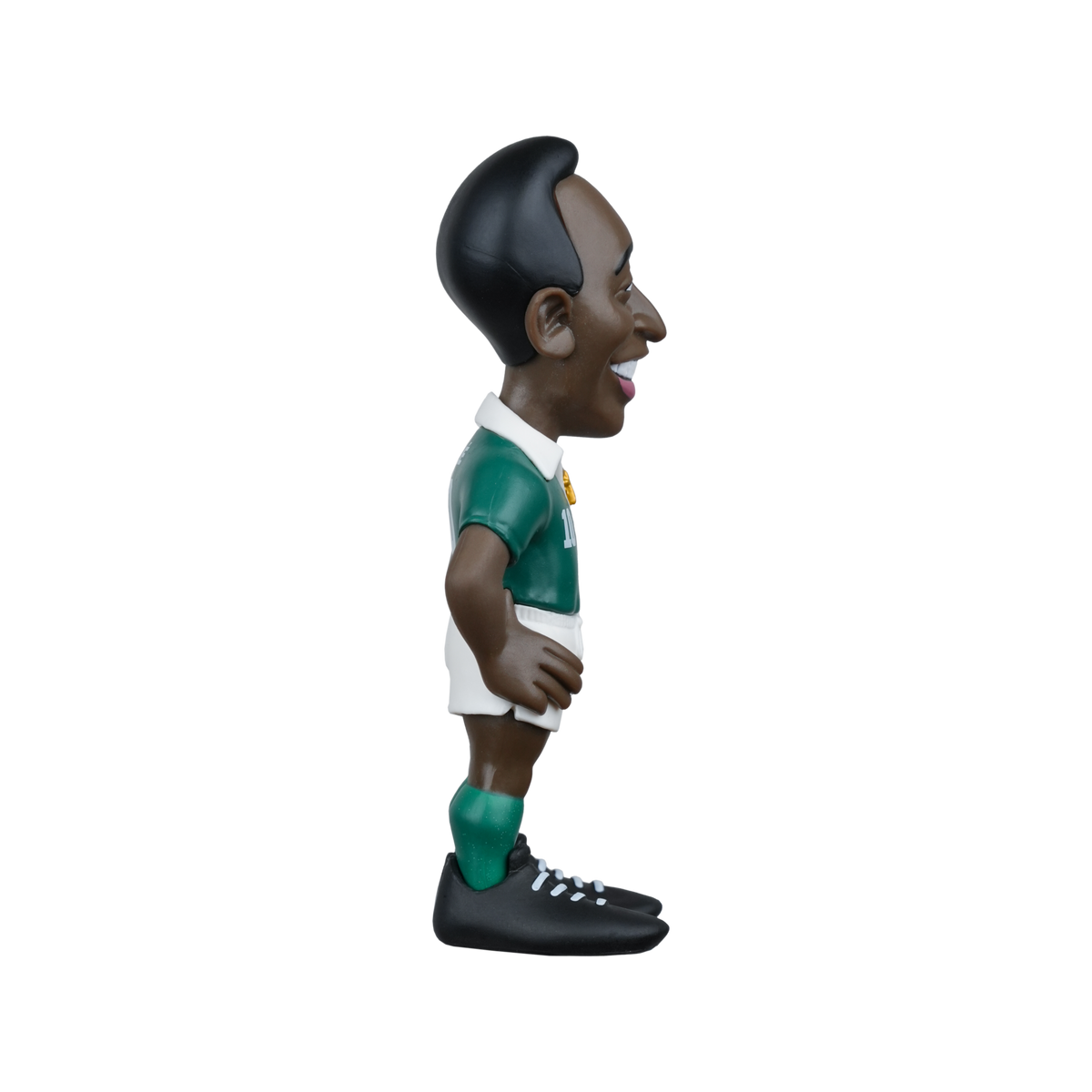 Minix Pelé New York Cosmos Figurine in a green and white football kit, with sculpted hair and black boots