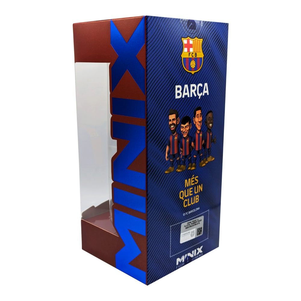 Minix Robert Lewandowski FC Barcelona collectible figure box in blue and red, with Barça crest and illustrated players
