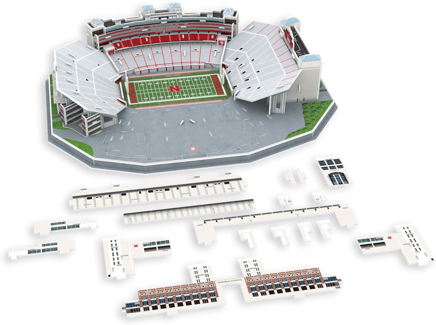 Nebraska Memorial Stadium 3D puzzle assembly pieces and stadium sections