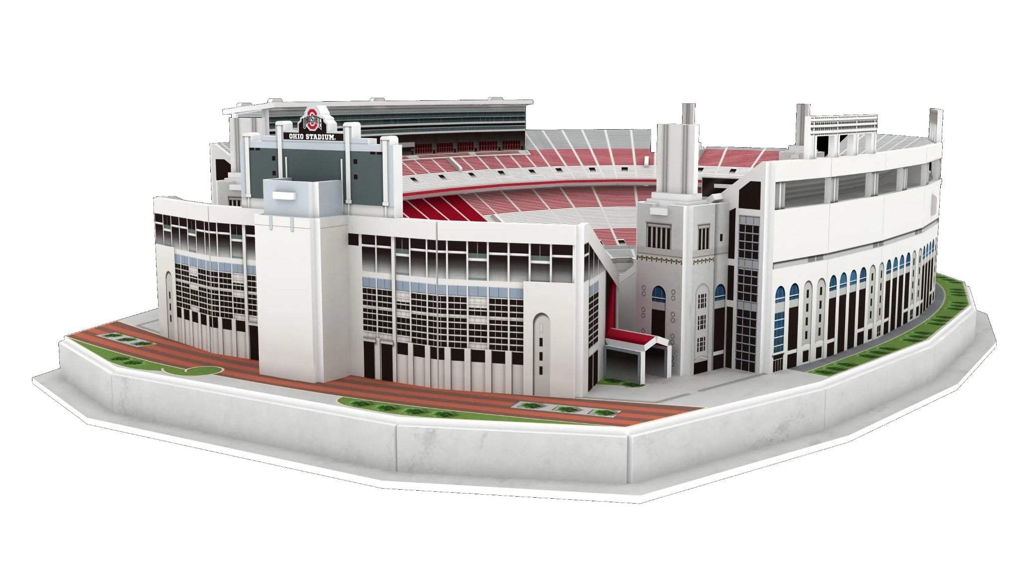3D replica puzzle of Ohio State Ohio Stadium football stadium with scarlet and gray colors