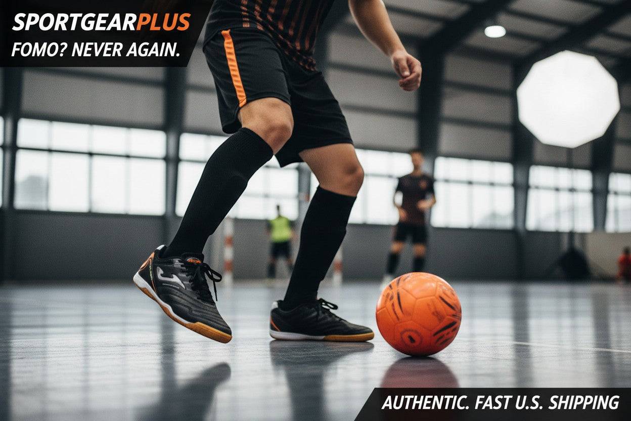 Joma Maxima indoor soccer shoes for men with lightweight breathable upper and high traction non-marking rubber outsole