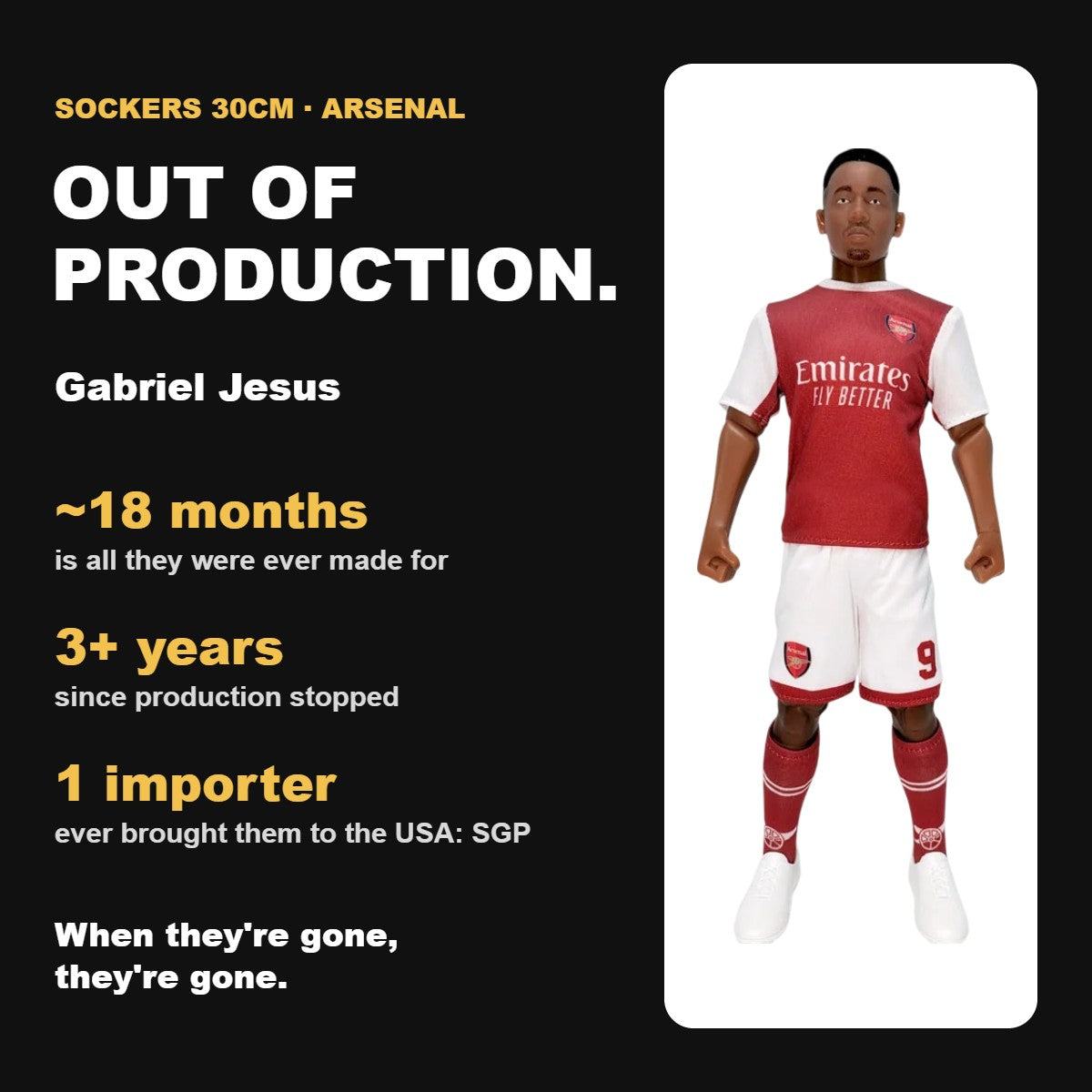 Sockers Gabriel Jesus 30cm figure, out of production