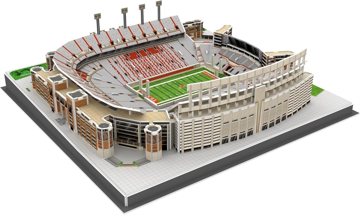Texas Longhorns Darrell K Royal-Texas Memorial Stadium 3D puzzle model showing detailed stadium replica without tools or glue