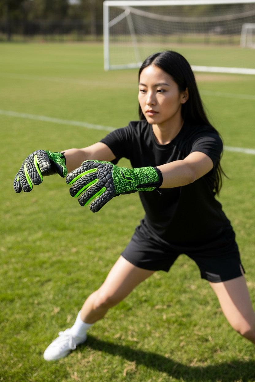 Reusch Venomous Gold X goalkeeper gloves with black and gold design and super-sticky latex grip