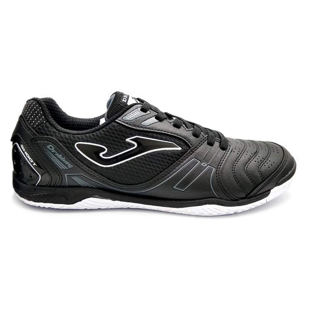 Joma Dribling Indoor Soccer Shoes in black, designed for agility and comfort on indoor surfaces.