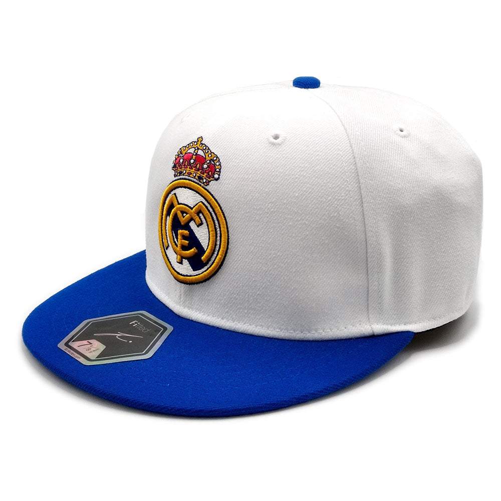 Fan ink Dawn Fitted Hats White and blue fitted hat with embroidered logo, showcasing team pride.