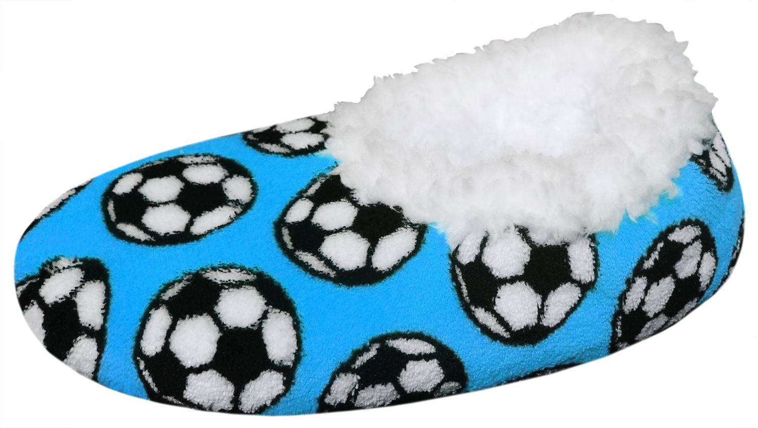 Cozy soccer Sport Slippers with soccer ball motif, perfect for soccer fans.