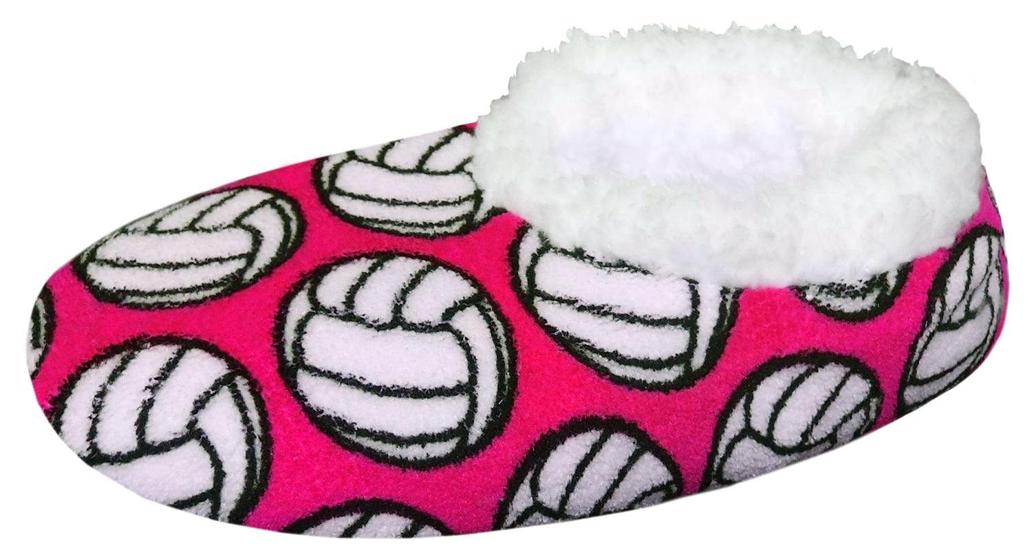 Sport Slippers Volleyball Slippers volleyball pattern for fans, featuring pink background and white interior lining.