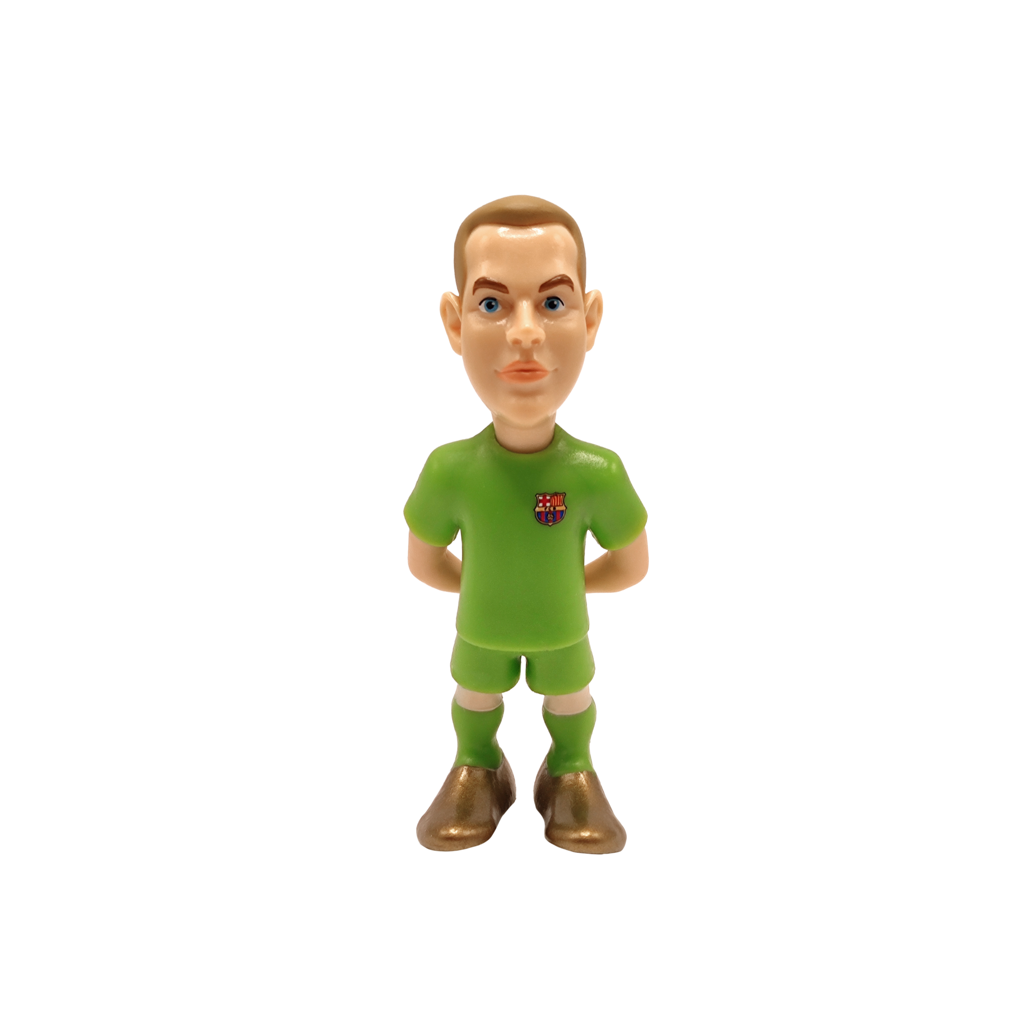 Minix FC Barcelona 7cm green-uniform football player figurine with club crest and gold cleats