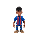 Minix FC Barcelona 7cm collectible figurine in blue and red uniform with curly hair and gold shoes.